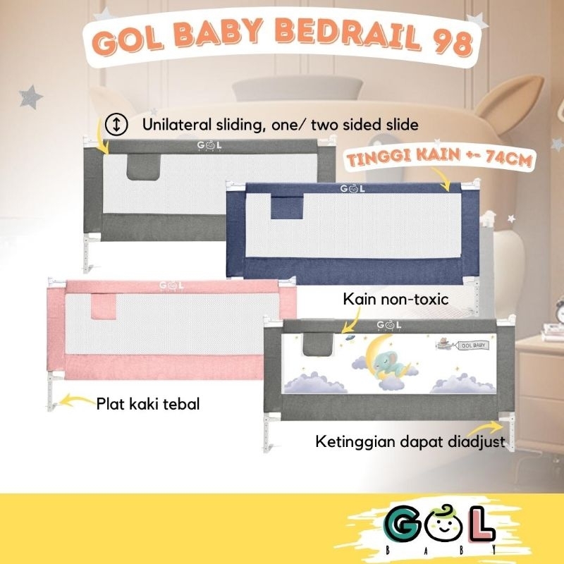 GOL Baby Bedrail Bedguard Pembatas Pengaman Pagar Dipan Kasur Ranjang Bayi Bed Rail Safety Safe Guard