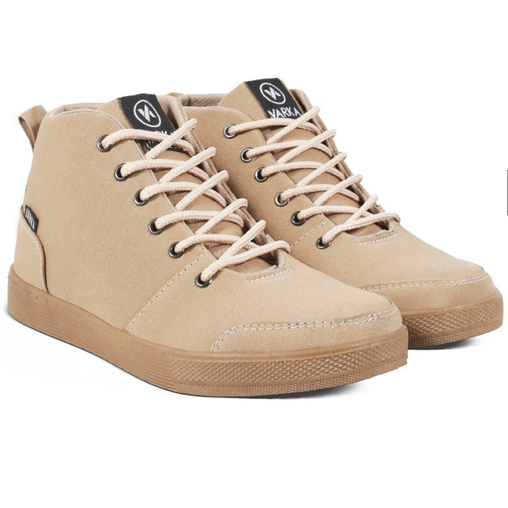 Sepatu Sneakers Pria V 29912 Brand Varka Sepatu Semi Boots untuk Kuliah Sekolah Kerja Hangout Berkualitas - Krem