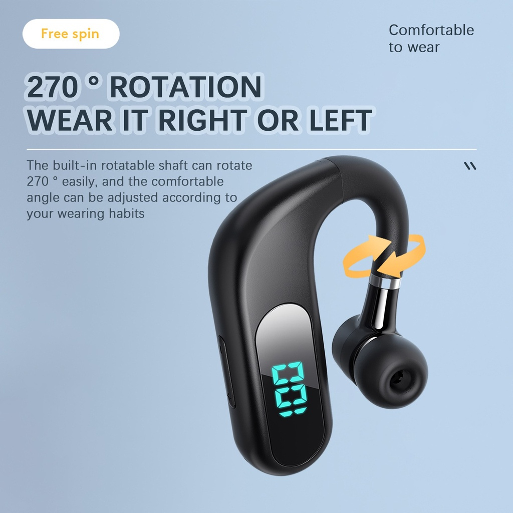 (COD) V9 Headset Bluetooth 5.0 Single Earphone Wireless 8D Bass 270 ° Rotasi with Mic Bisnis Headphone Tahan Air Sport Henset Handset Heandset Hedset Hetset