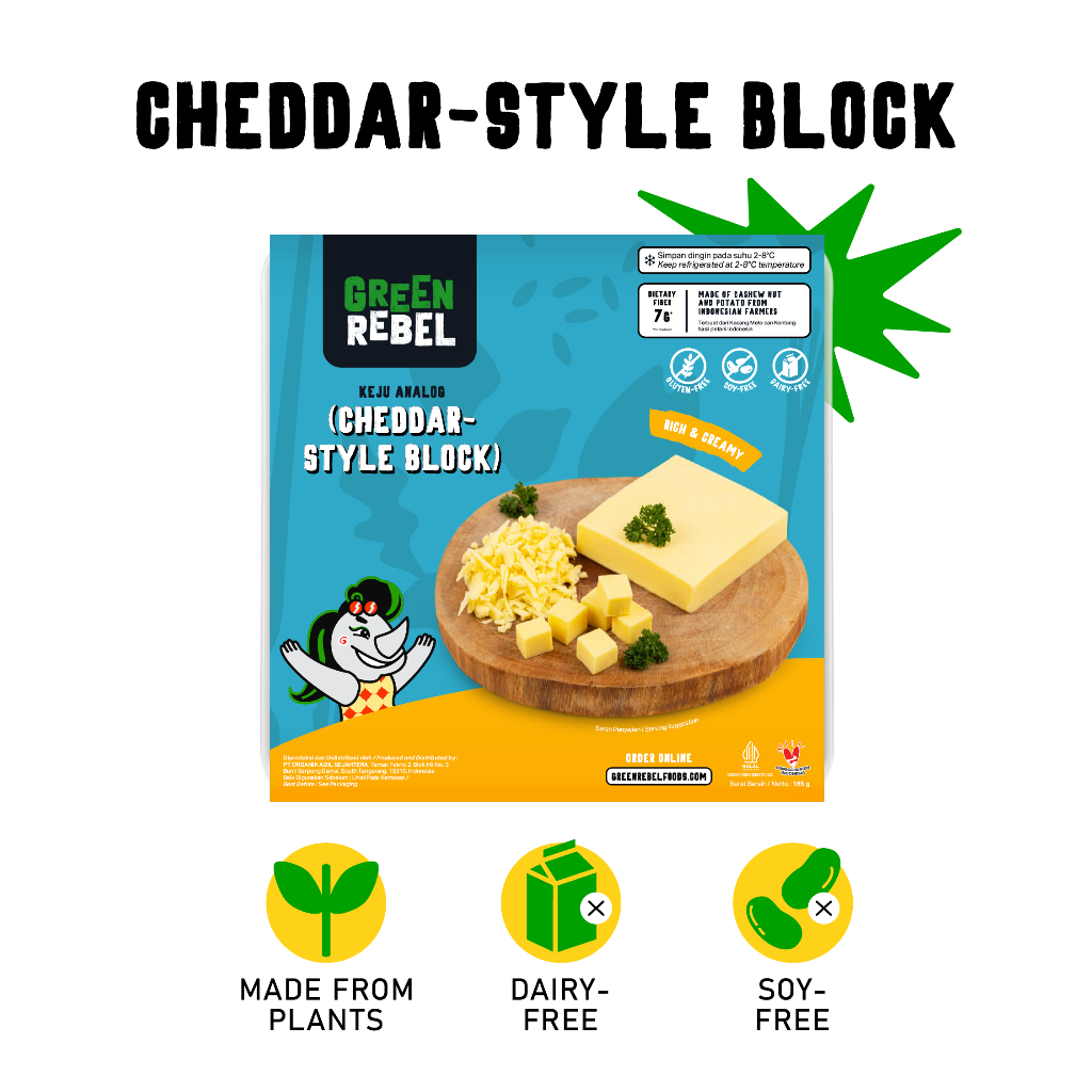 

Green Rebel Cheeze | Keju Cheddar Vegan | 200 gr