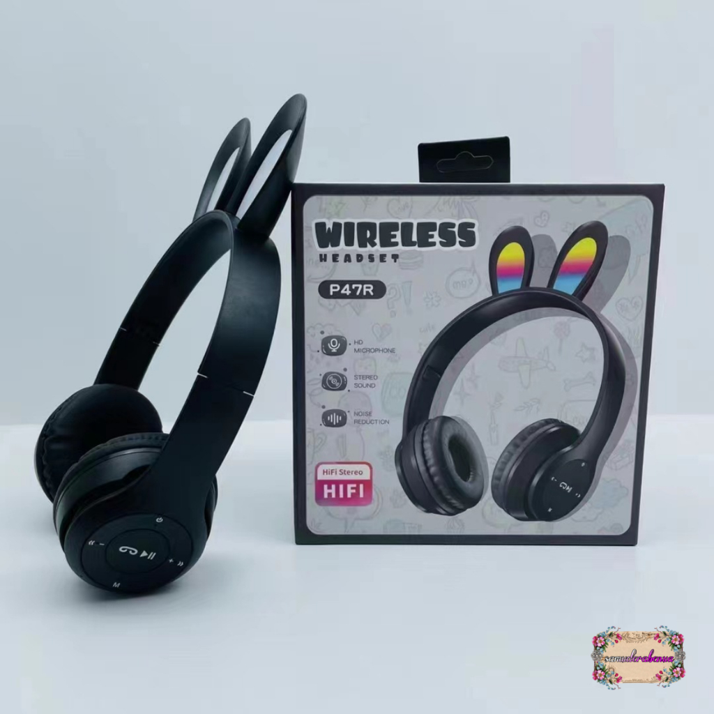 P47R CAT EARS HEADSET headphone Hf bando telinga kucing LED BANDO BLUETOOTH wireles RGB GAME HEADSET G-P47R LED WIRELESS super BASS SB5608