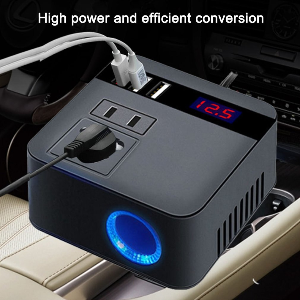 (Dikirim Dari Jakarta) Car Power Inverter 12V/24V ke 110V/220V 150W - 3 USB Port -Soket Konverter Daya Mobil Multifungsi Pengisi Daya Cepat USB Inverter mobil