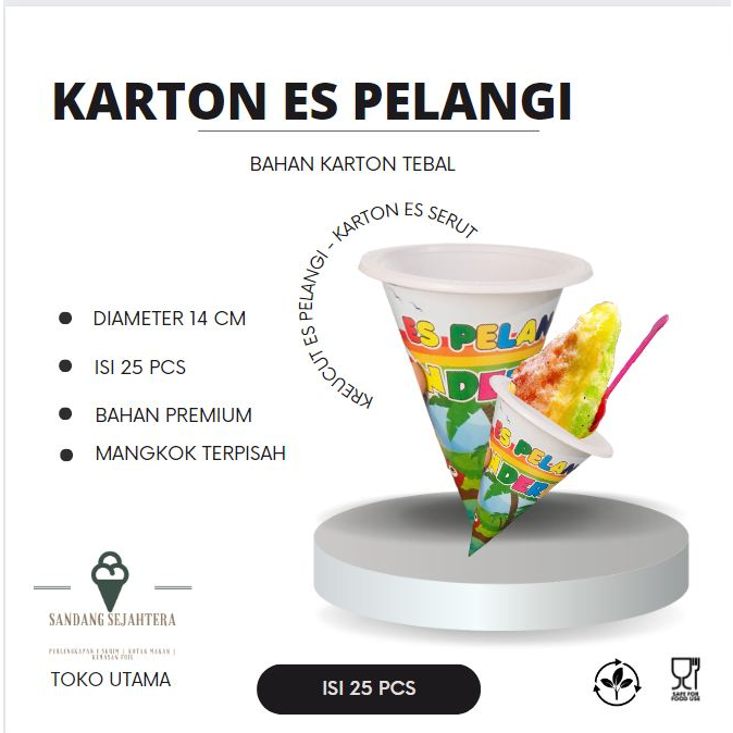 CUP ES SALJU/kerucut salju - tempat wadah es pelangi
