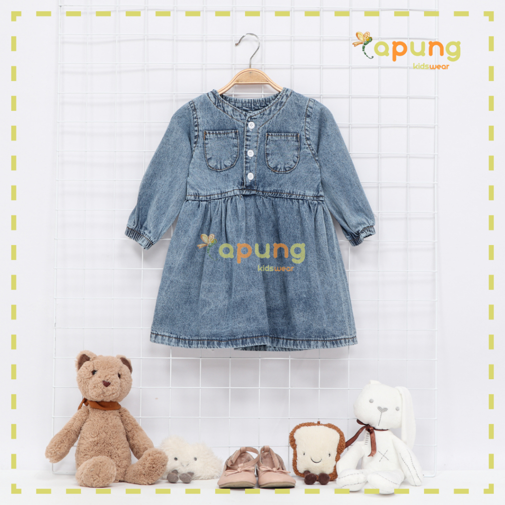 (Capung Kidswear) Dres Jeans Anak Perempuan Akira 1-6 tahun