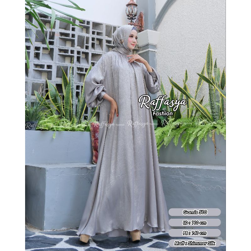 GAMIS ABAYA SHIMMER POLOS SET PASHMINA MEWAH 510