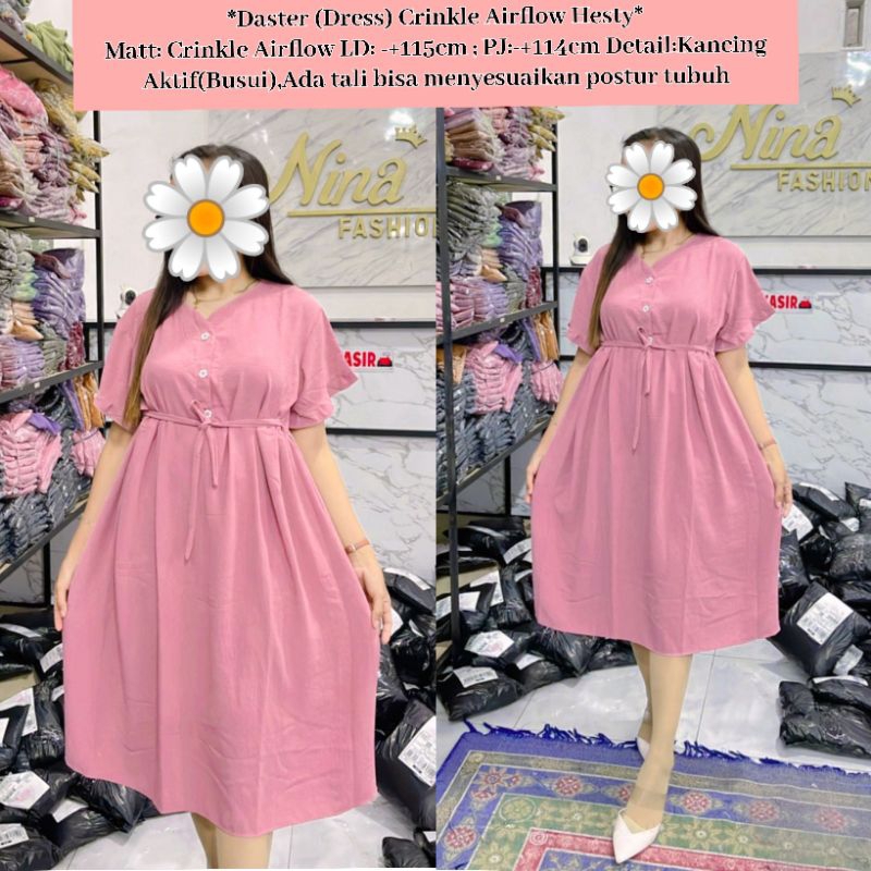 Daster Dress Crinkle Airflow Hesty/ Daster Crinkle Airflow / Dress Crinkle / Daster Crinkle Airflow / Daster Crinkle Murah / Daster Harian / Daster Nyaman / Daster Crinkle Murah / Daster Crinkle Super