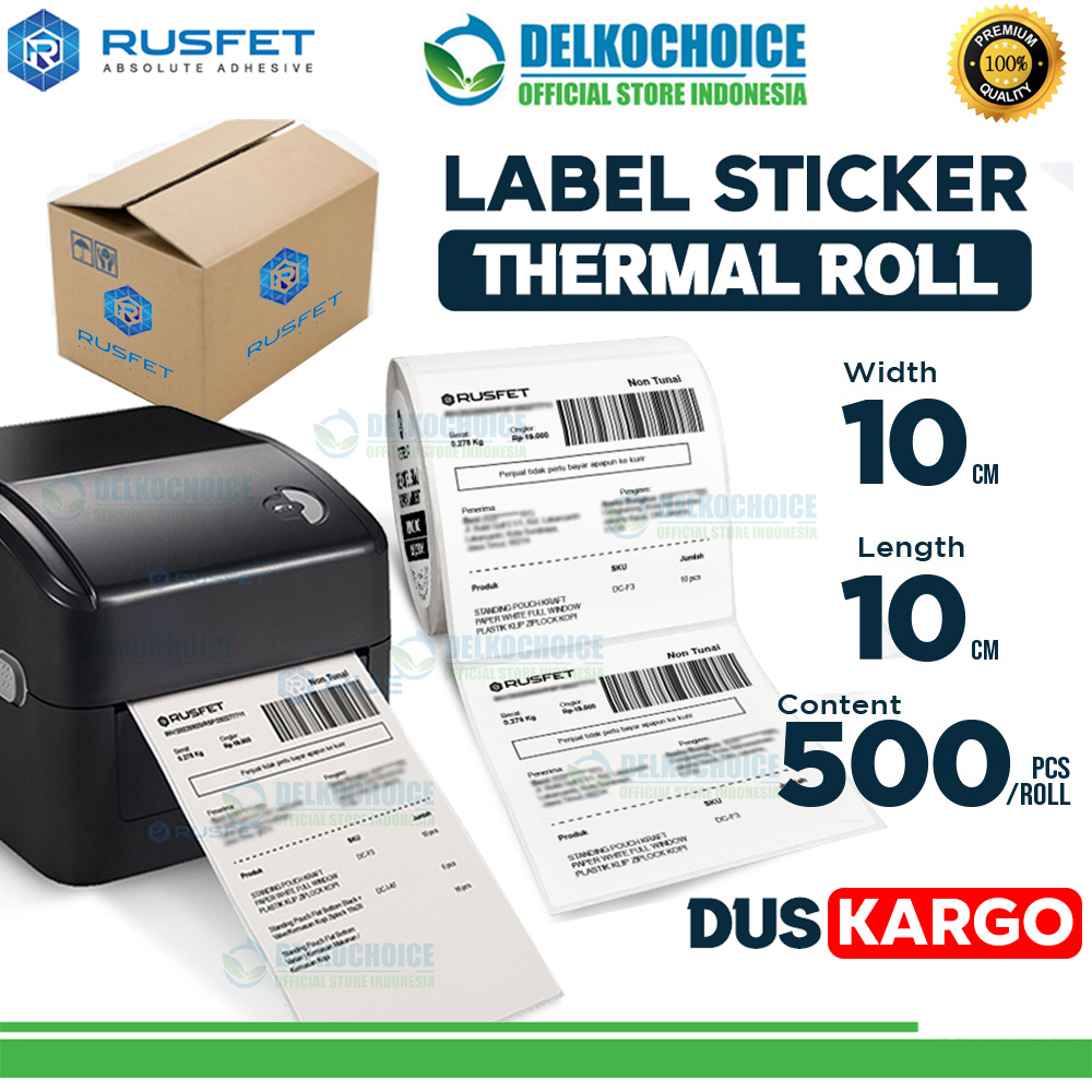 

Label Sticker Thermal Paper Roll Resi Online Shop 10x10cm RUSFET / DUS KARGO