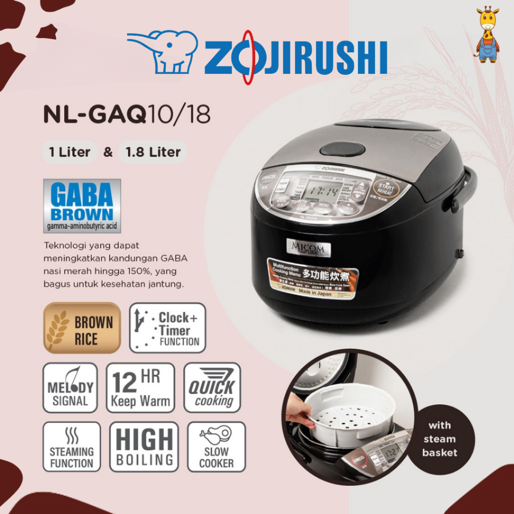 Zojirushi Rice Cooker Micom Digital Fuzzy Logic NL-GAQ18