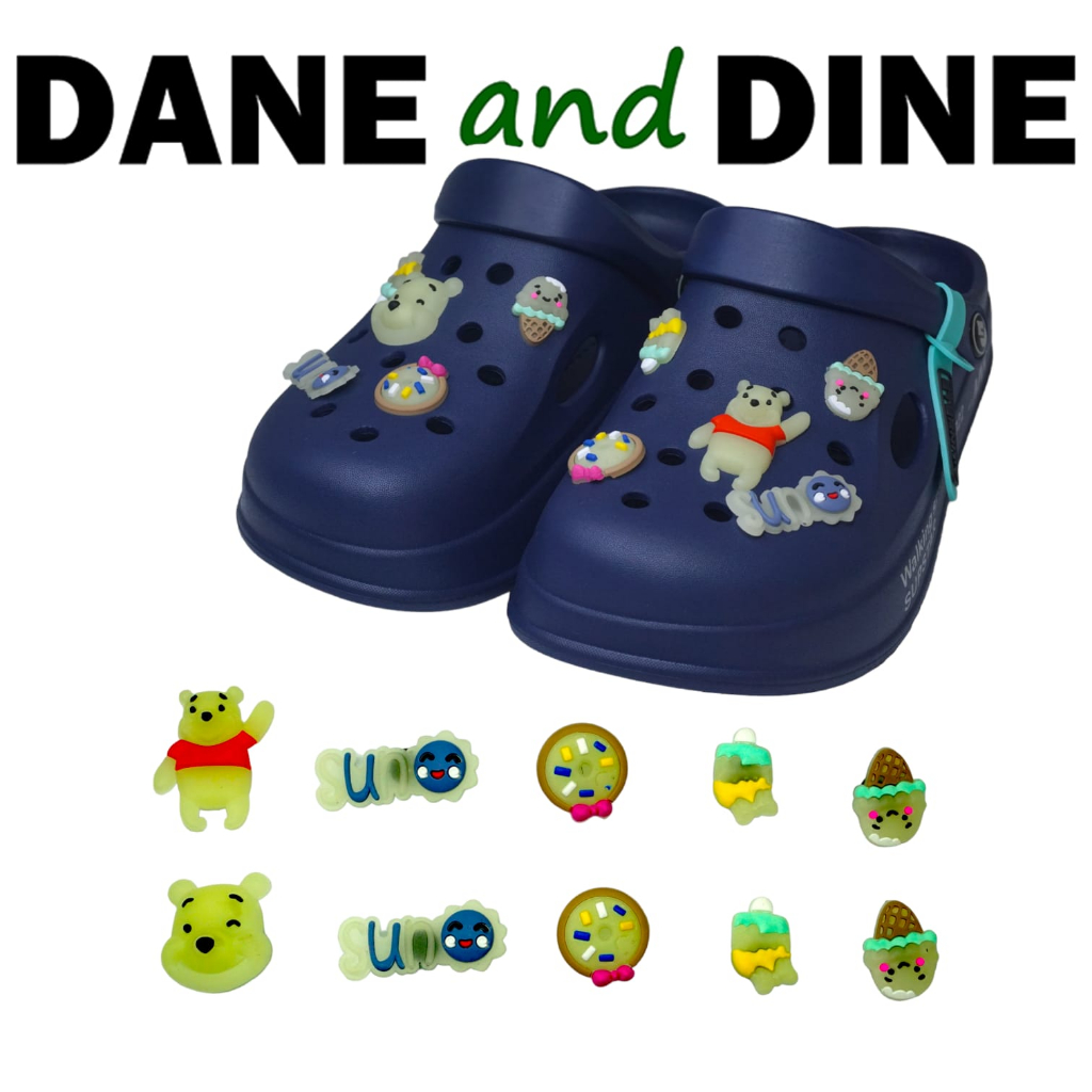 Sandal Sepatu Kodok Wedges EVA Glow in the dark POOH  Dane and Dine- LS 9945