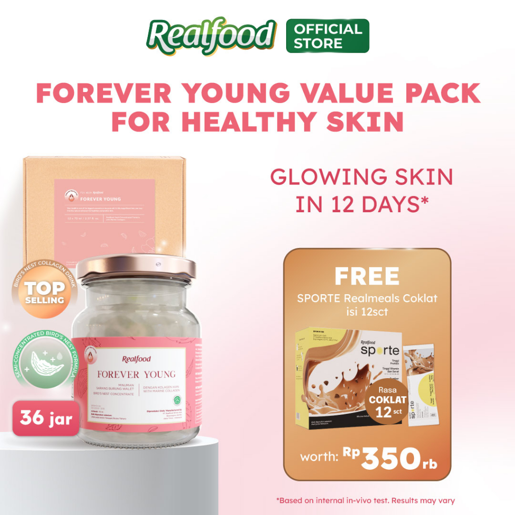 Realfood Bundle Forever Young Minuman Sarang Burung Walet + Kolagen, 36 Jar