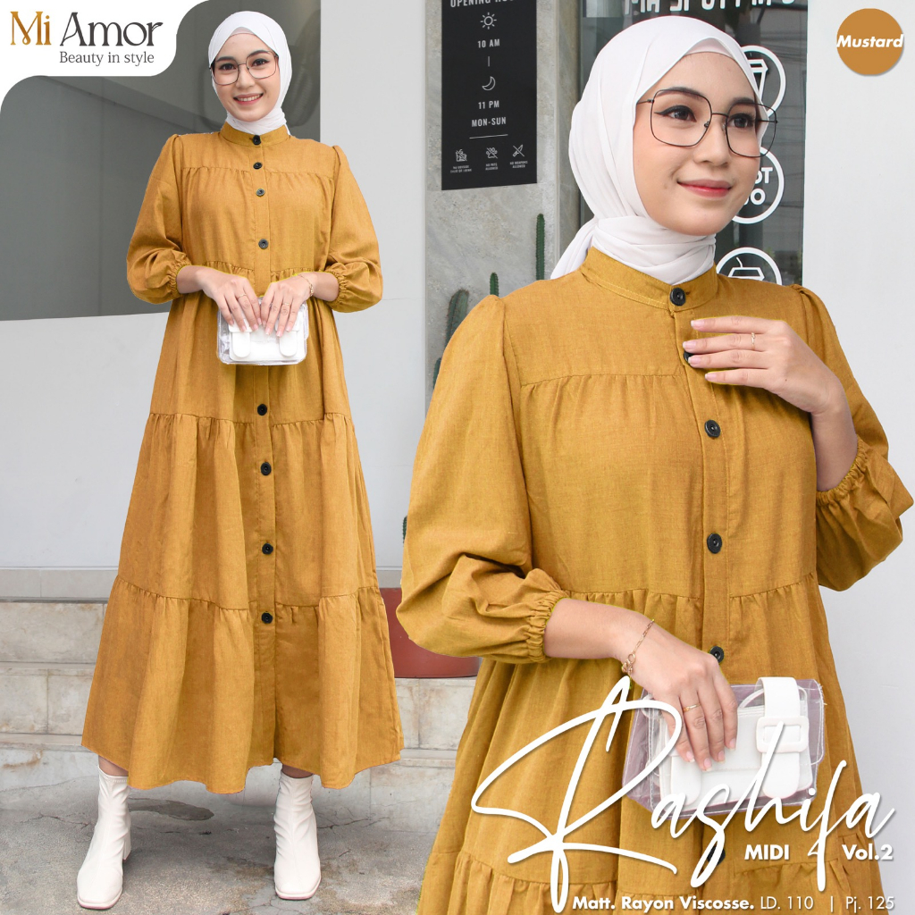 Rashifa Midi Dress Gamis Muslim Original Produk By Mi Amor