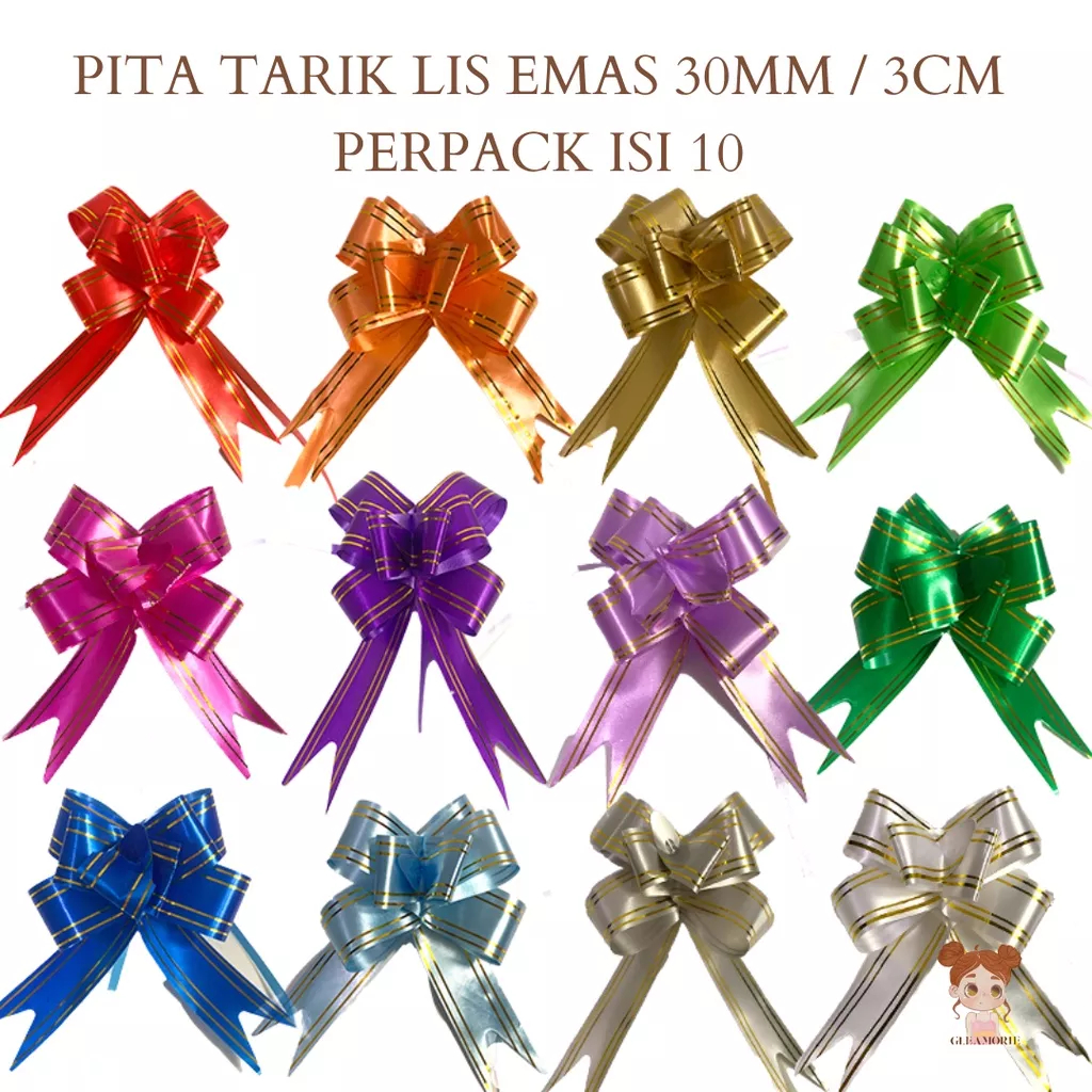 

❤️Bhenix❤️ pita tarik lis emas 30mm / 3cm serut [perpack isi 10] serut