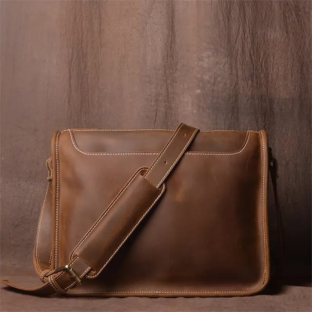 Tas Selempang Pria Untuk Ipad 12.9 Inci Kulit Asli Garut Crazy Horse
