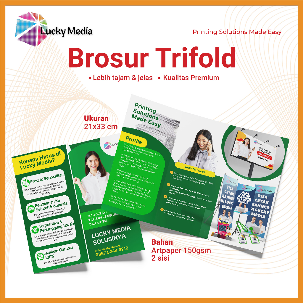 

Cetak Brosur Trifold Lipat 3 ukuran A4 100pcs Leaflet Custom Flyer 1 Sisi 2 Sisi Brosur Lipat Murah