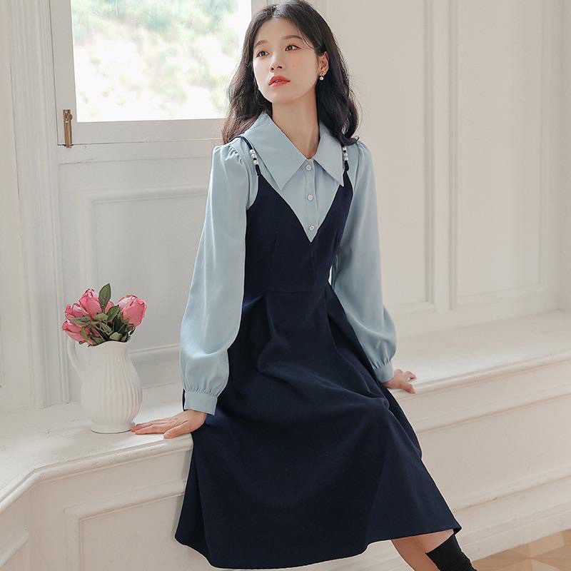 Dress A Line College Style TwoPiece Navy M495