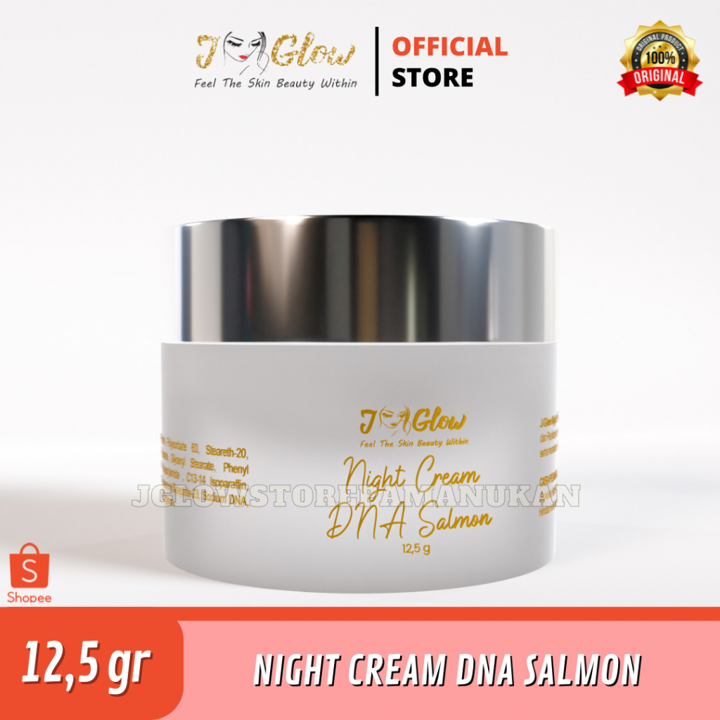 Jglow skincare Night Cream DNA Salmon / Ecer Krim Malam Spot Whitening / Bpom / Original / Terlaris 