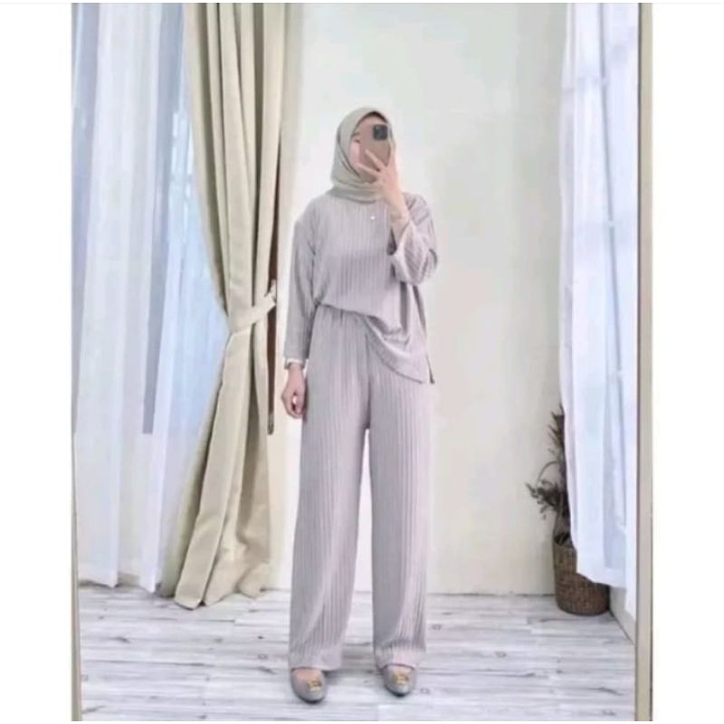 SET KNIT IMPORT TERBARU / SETELAN WANITA LENGAN PANJANG / One set kekinian