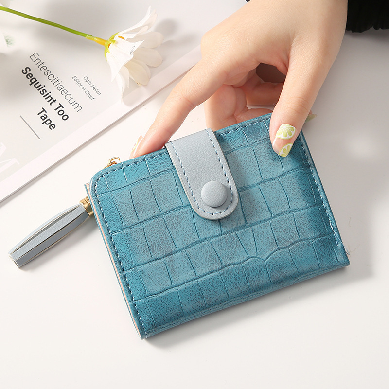 ASIN829 Dompet Wanita Fashion Korea Dompet Pendek Dompet Pola Batu Slot Multi-kartu Pemegang Kartu Wanita Berkapasitas Besar D218-B