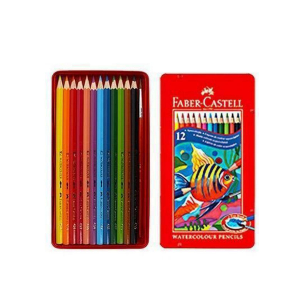 Pensil Warna Faber Castell Tin Case Watercolour 12 Warna Pensil Gambar