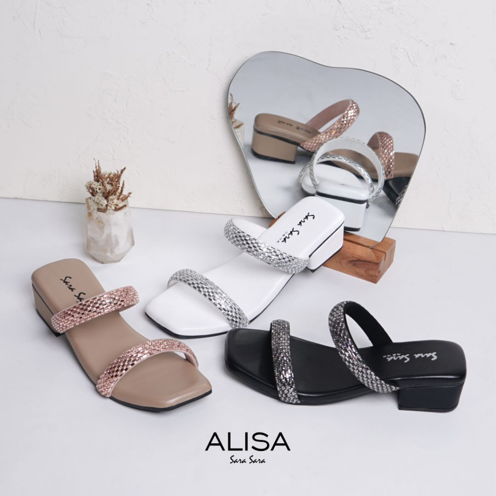 Sara sara Alisa Sandal Wanita hak tahu 3cm Tampil Modis Elegan