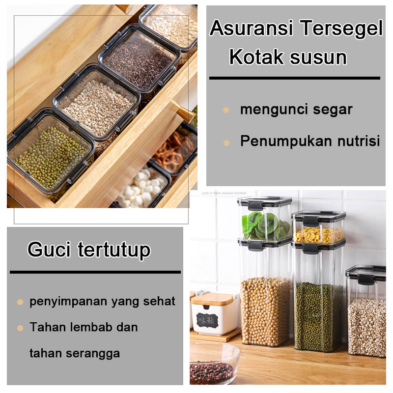 Toples kedap udara tempat penyimpanan makanan box/Toples Penyimpanan Cereal Kontainer Makanan Storage Jar Food Tempat Bumbu Wadah Snack