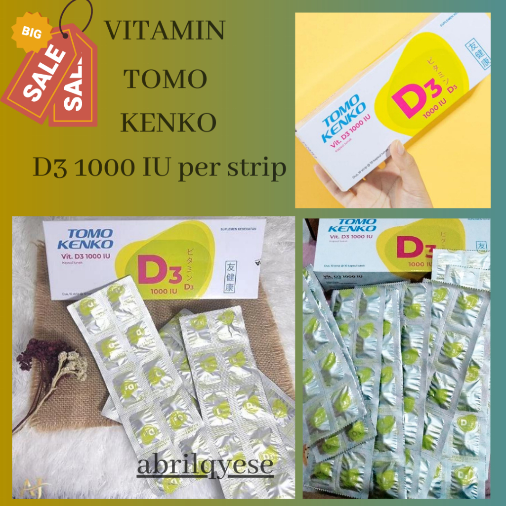 ✨[KEMASAN STRIP] Vitamin D3 1000 IU Tomo Kenko High Quality Kemasan Strip | Meningkatkan sistem imun