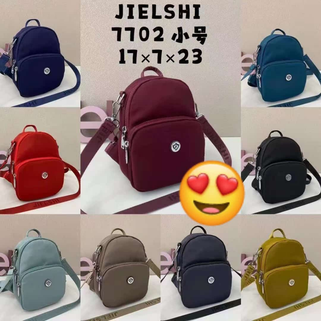 (PINK_IMP)  Jielshi New Import Tas Tas Selempang Wanita . Bahan Parasut Full Emboss