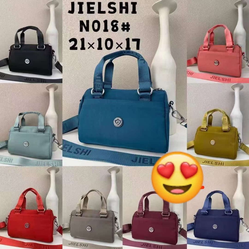 (PINK_IMP)  Jielshi New Import Tas Tas Selempang Wanita . Bahan Parasut Full Emboss