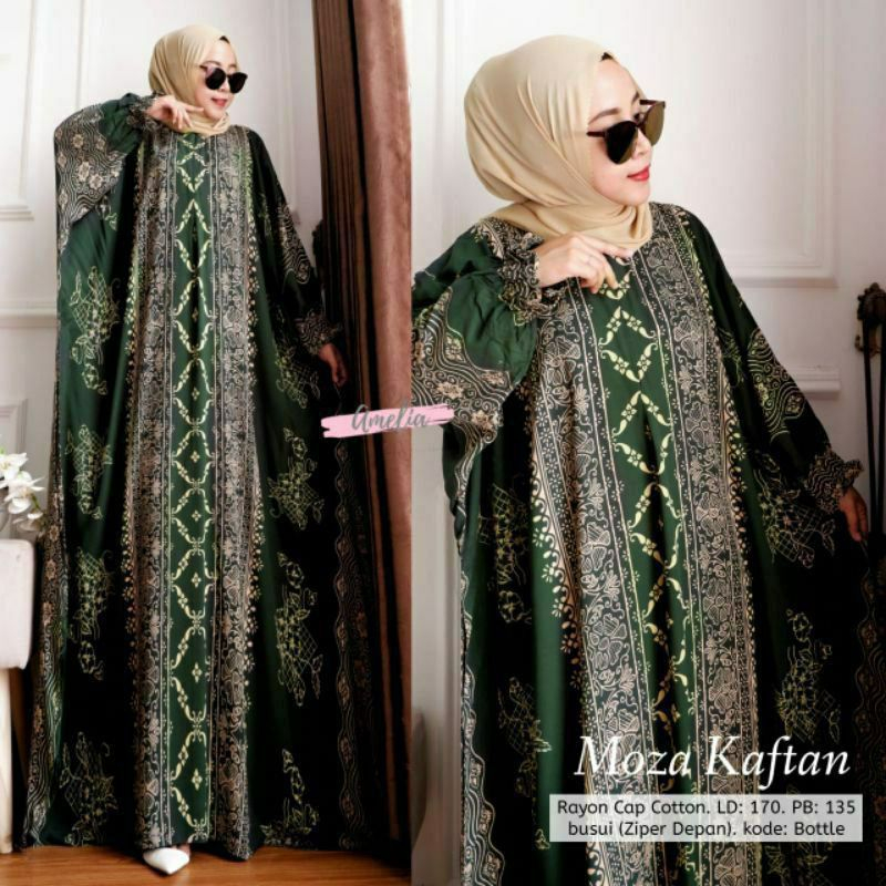 best sale terbaru moza kaftan unique ori jumbo busui resleting depan rayon grade a bisa cod