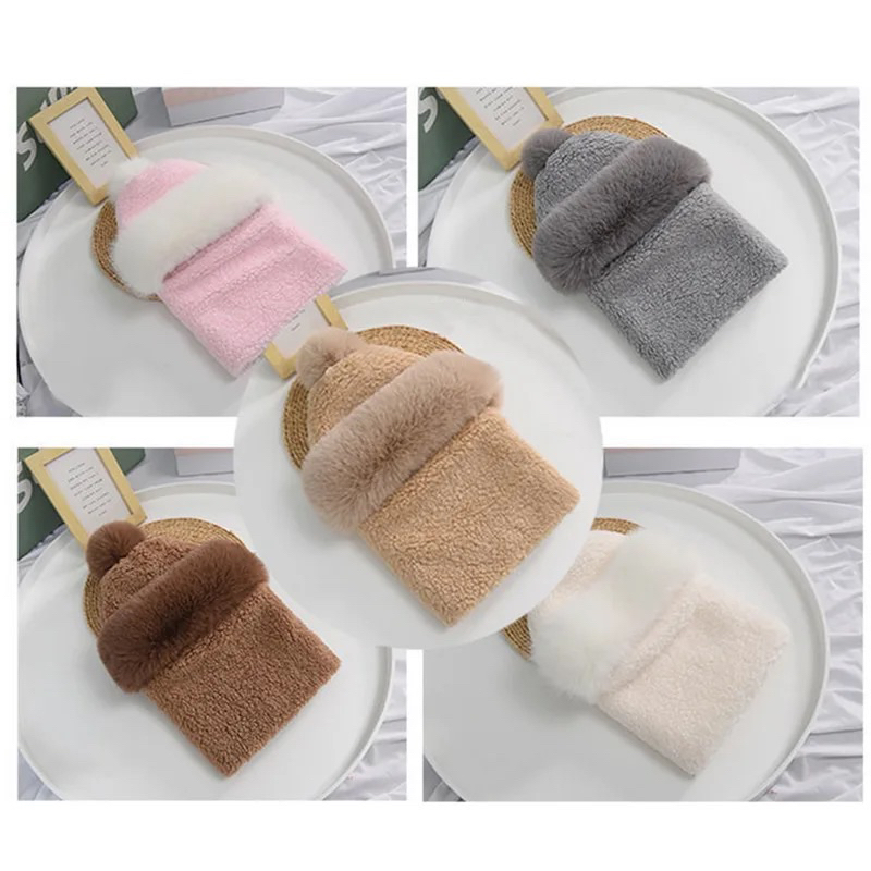 IMPORT MOLLAD Hat Ninja New Topi Rajut Bulu Pom Pom Ninja 3in1 syal Masker Hat Beanie Fur Thermal Rusian rusia Hangat