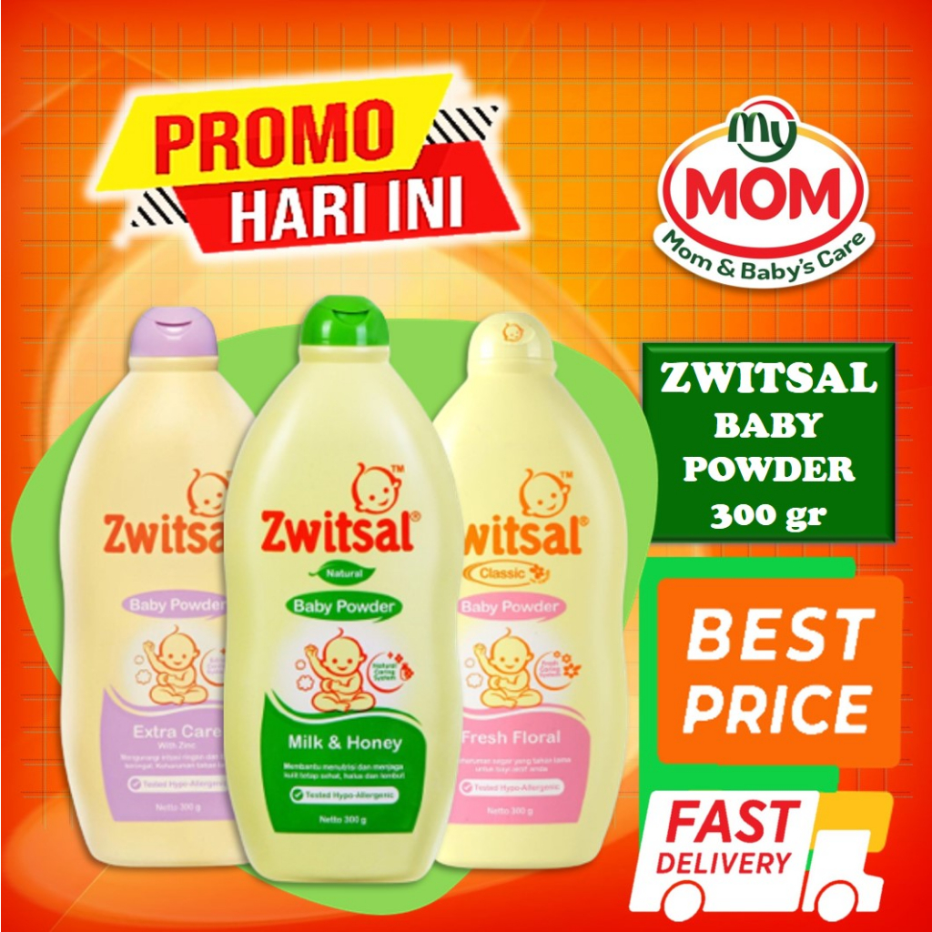 [BPOM] Zwitsal Baby Powder 300 gr / Classic / Soft Floral / Rich Honey / Milk Honey / Fresh Floral / Bedak Bayi / MY MOM