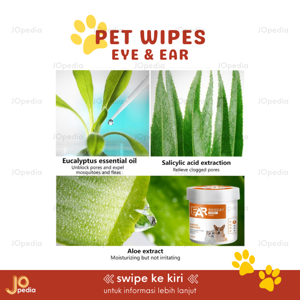 PET EYE WIPES EAR Tisu Basah Mata Telinga Kucing Anjing Pembersih Tear Stain Tissue