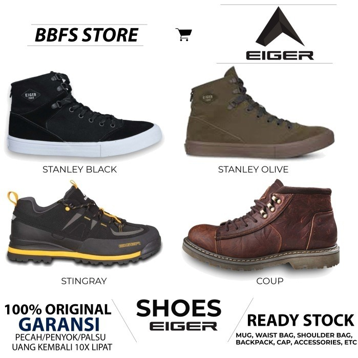 EIGER1989 ORIGINAL STINGRAY LOW CUT SHOES COUP SEPATU GUNUNG HIKING CAMP SEPATU PRIA