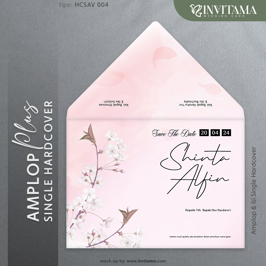 

INVITAMA Undangan Pernikahan Amplop + Single Hardcover Tebal Fancy Paper Aesthetic - HCSAV 004