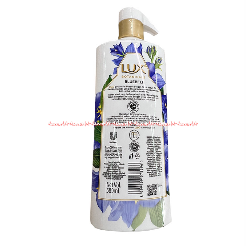 Lux Botanicals Luminous Bright Bluebell Skin 580ml Sabun Mandi Cair Model Pump Kemasan Botol Sabun Lux