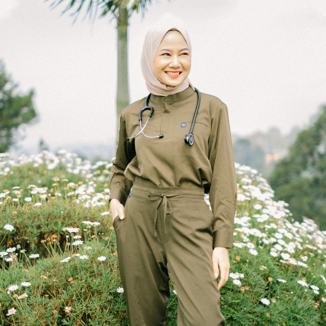 Baju Jaga MANDARIN LS - OLIVE Scrubs Theatre Blues Cardinal Panjang