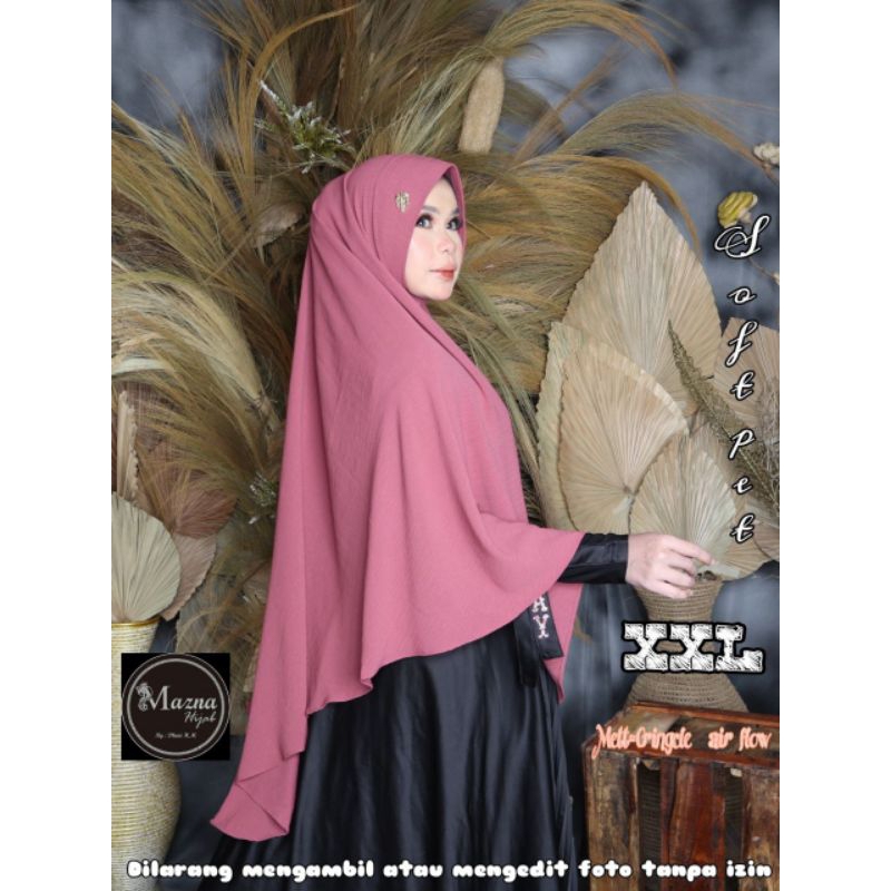 Jilbab jumbo XXL crincle ORI Mazna/Jilbab Syari/Softped XXL Mazna