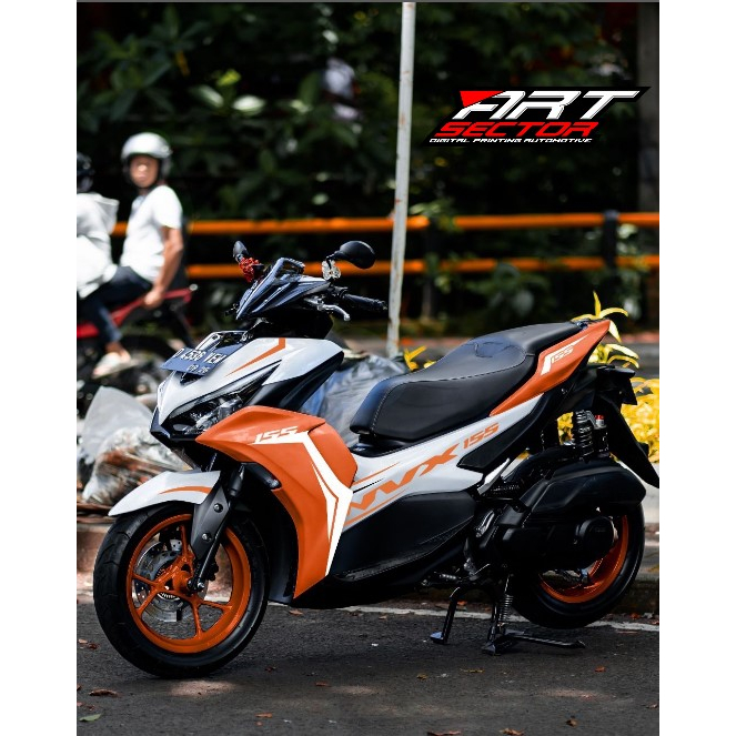 STICKER STRIPING TRANSPARAN AEROX  NEW CONNECTED 2022 NEW ORANGE