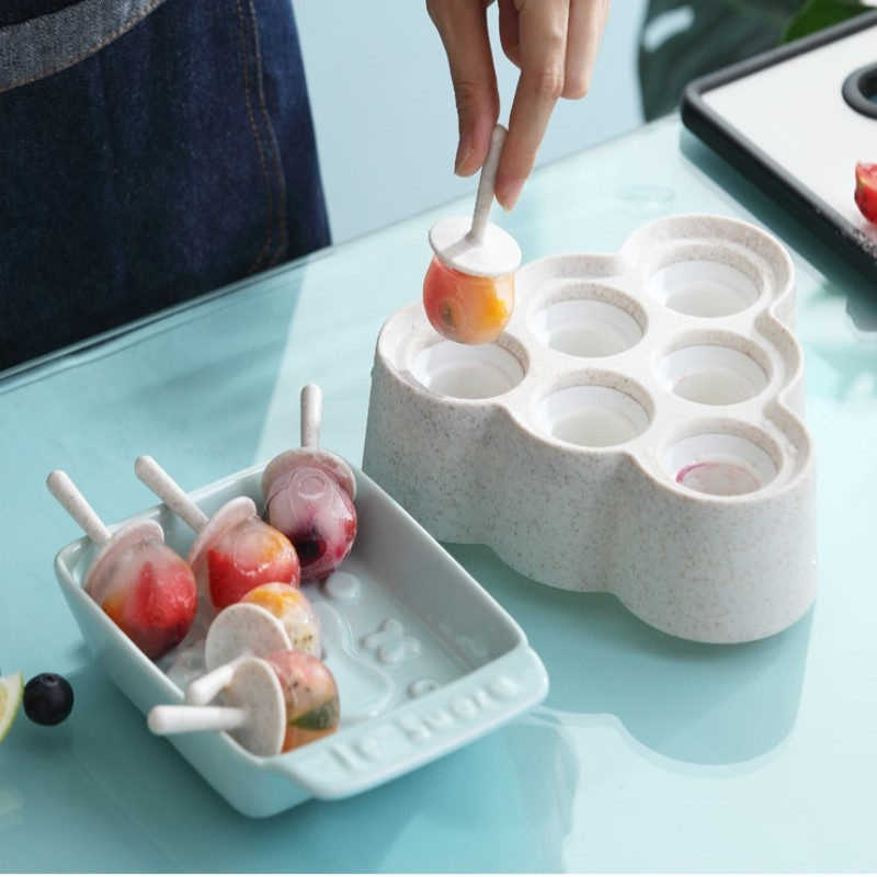 CETAKAN ES KRIM 6 SLOT ES LOLI DIY LUCU ES BATU BULAT BOLA ICE BALL MAKER SILICONE