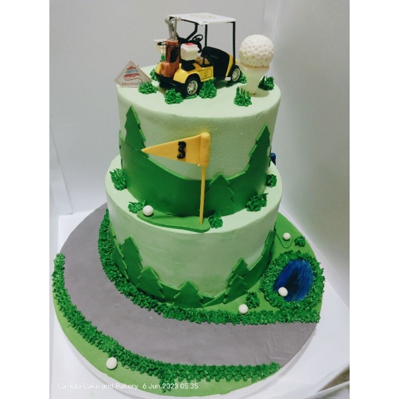 

Cake Ultah Tema Golf 2 Tier Uk 20+26cm
