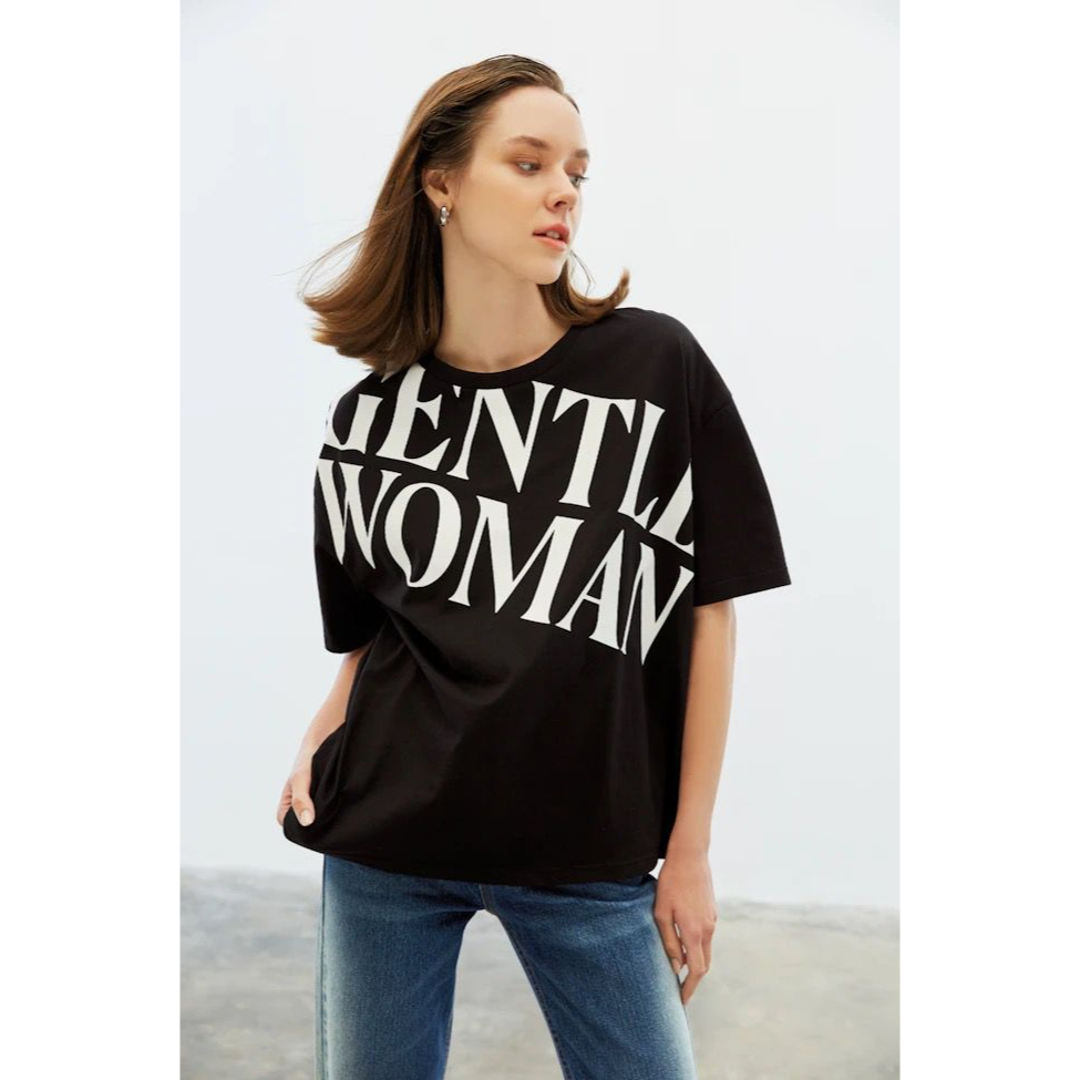 gentle woman oversized basic logo tshirt impt