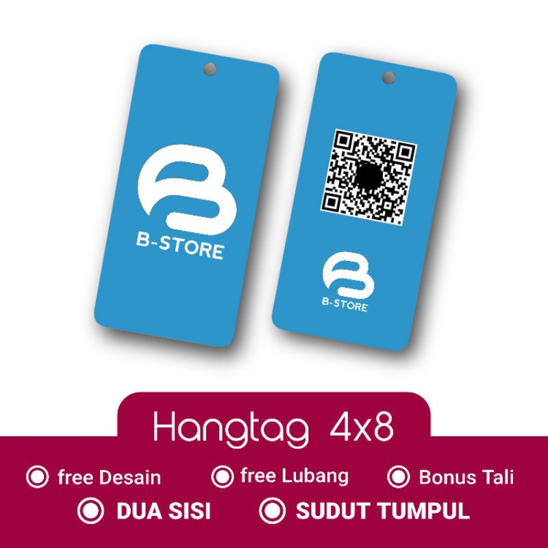 

Hang tag 4x8 DUA SISI - SUDUT TUMPUL - ROUNDING