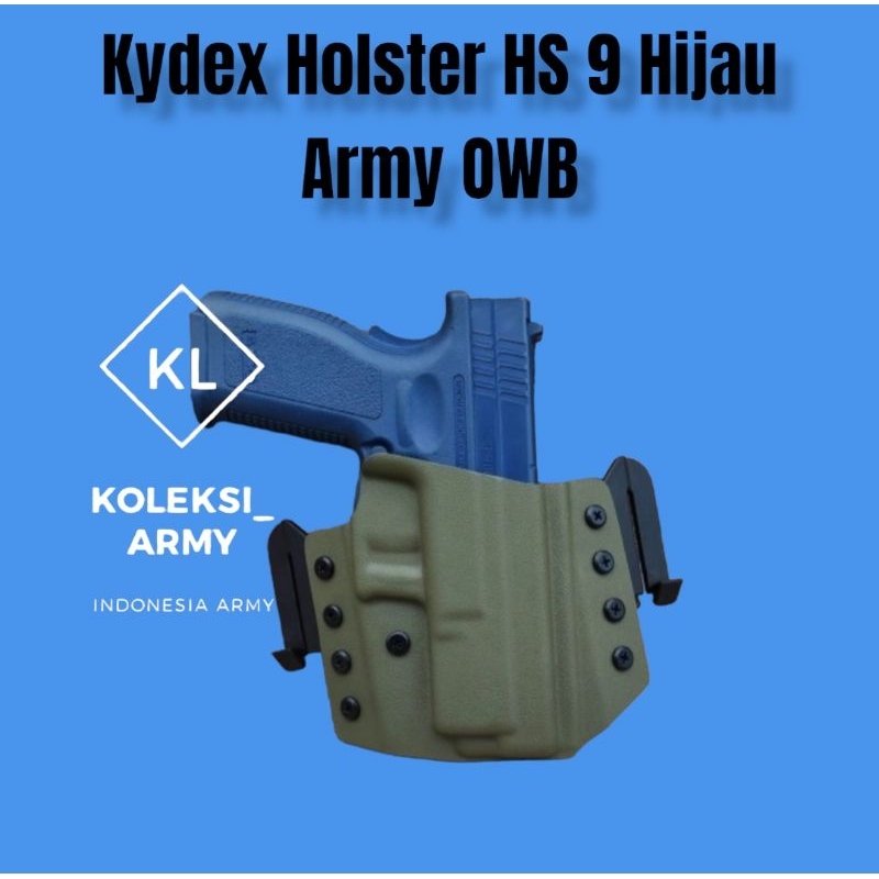 Kydex Holster HS9 OWB Hijau 2 Klip HS 9 Outside Waistband