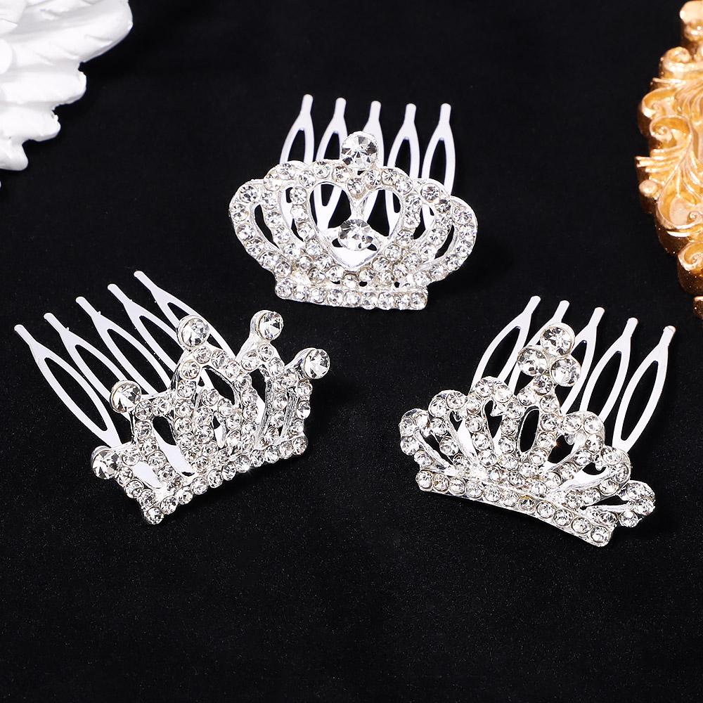 MMM Jepit Rambut Sirkam Mahkota Anak perempuan Aksen Berlian Imitasi Untuk wanita Sisir Sirkam Mutiara Putri pengantin Tiara Wanita Crown Berlian Women JewelryAksesoris Rambut Ala Princes Murah Import