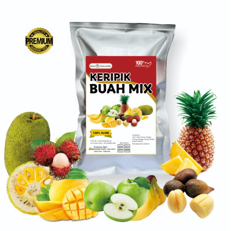 Batu Chocolate Keripik Buah Mix 200 gr (Mix 6 buah) Keripik Buah Malang Batu