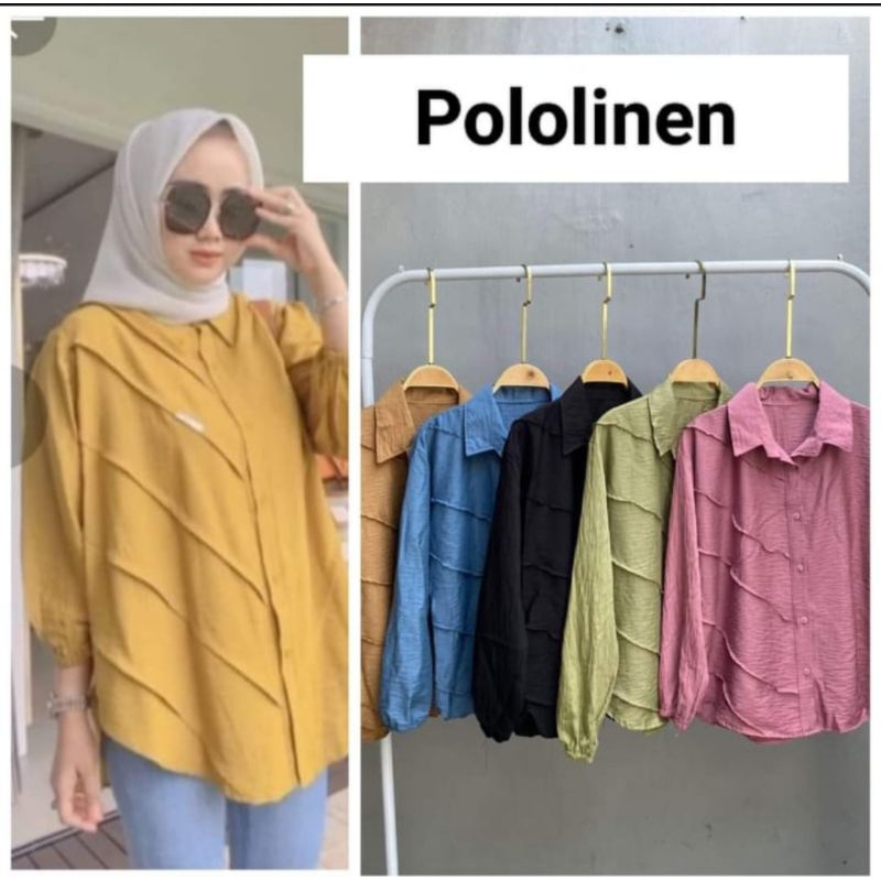 KEMEJA OVERSIZE POLO LINE//KEMEJA POLO LINE VIRAL