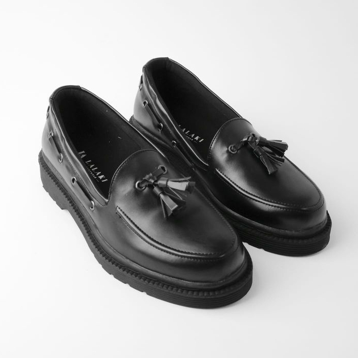 Sepatu Loafers Kulit Slip On Formal Casual Pria Loafer Kerja Kuliah Kondangan Original - Xander Full Black