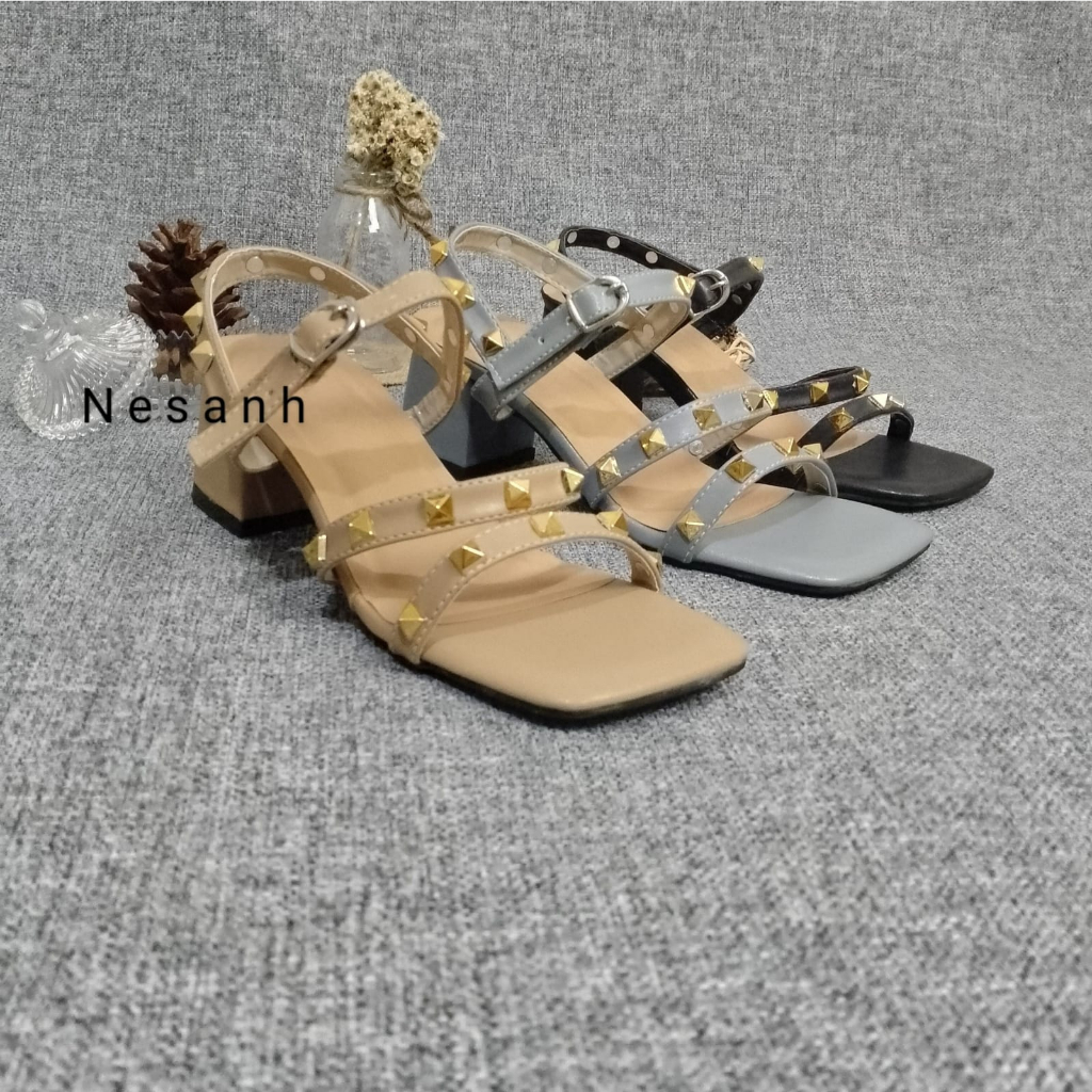NESANH - LISSA Heels Wanita Kekinian Sandal Tali Wanita Hak Tahu Trendi 5cm
