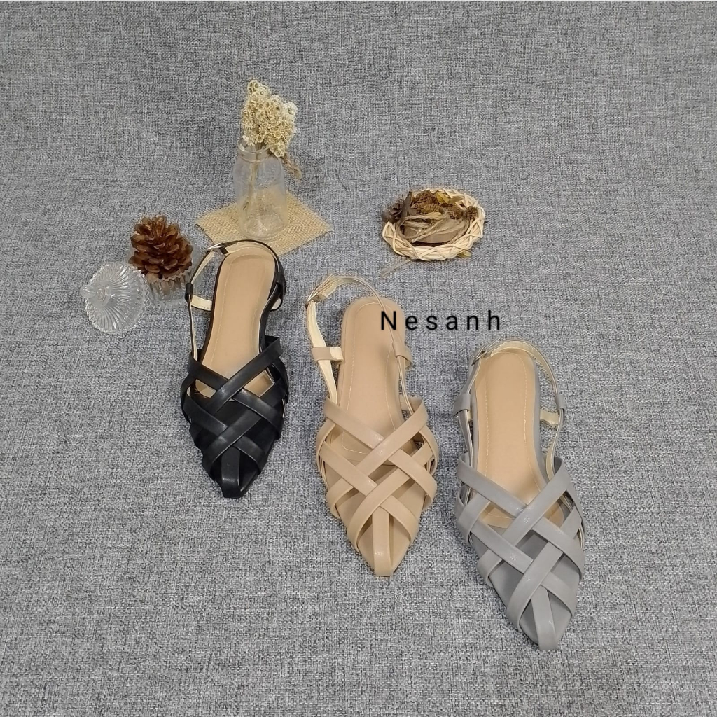 NESANH - JEAN Sepatu Sandal Mules Wanita Kekinian