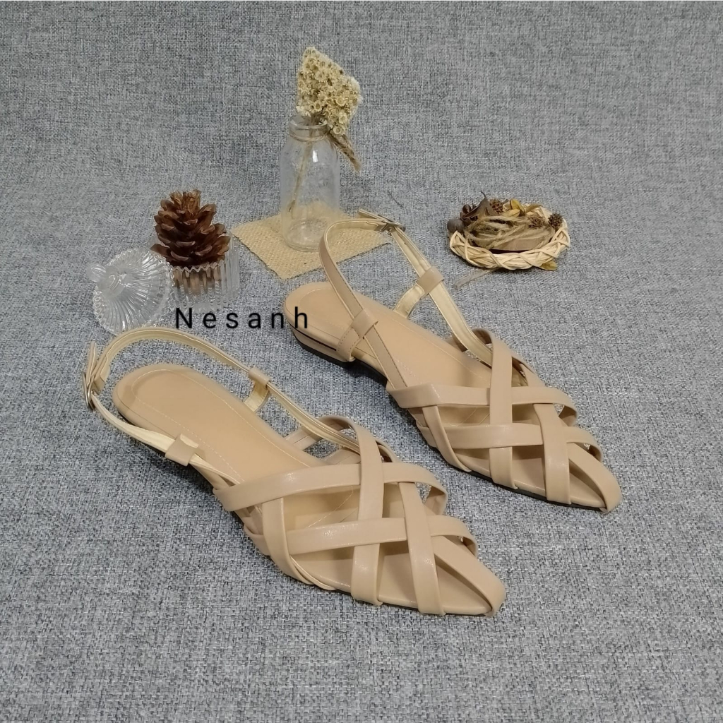 NESANH - JEAN Sepatu Sandal Mules Wanita Kekinian